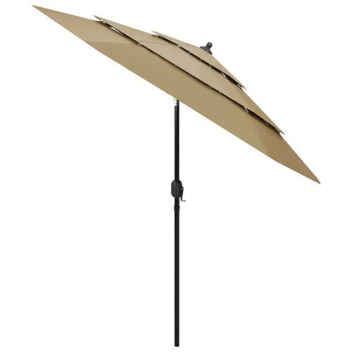 Parasol à 3 niveaux avec mât en aluminium Taupe 2,5 m - Photo n°3; ?>