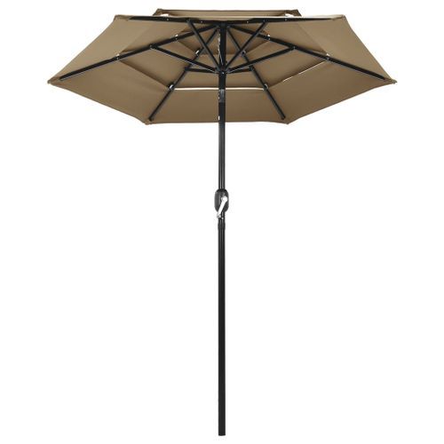 Parasol à 3 niveaux avec mât en aluminium Taupe 2 m - Photo n°3; ?>