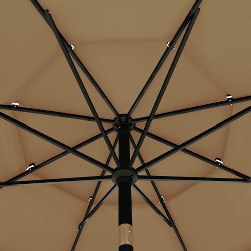 Parasol à 3 niveaux avec mât en aluminium Taupe 3,5 m - Photo n°2; ?>