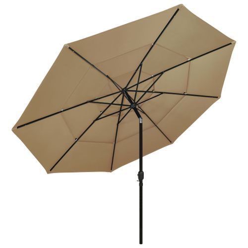 Parasol à 3 niveaux avec mât en aluminium Taupe 3,5 m - Photo n°3; ?>