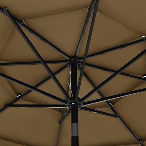 Parasol à 3 niveaux avec mât en aluminium Taupe 3 m - Photo n°2; ?>