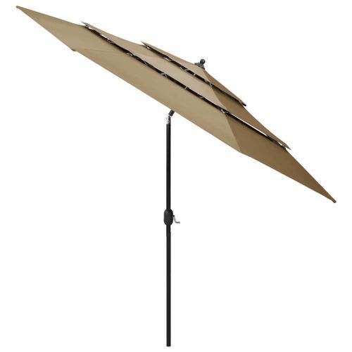 Parasol à 3 niveaux avec mât en aluminium Taupe 3 m - Photo n°3; ?>