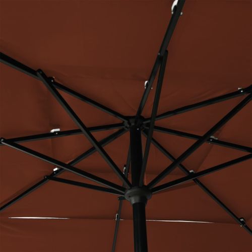 Parasol à 3 niveaux avec mât en aluminium Terre cuite 2,5x2,5 m - Photo n°2; ?>