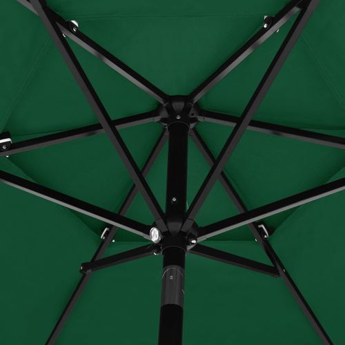 Parasol à 3 niveaux avec mât en aluminium Vert 2,5 m - Photo n°2; ?>