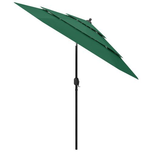 Parasol à 3 niveaux avec mât en aluminium Vert 2,5 m - Photo n°3; ?>