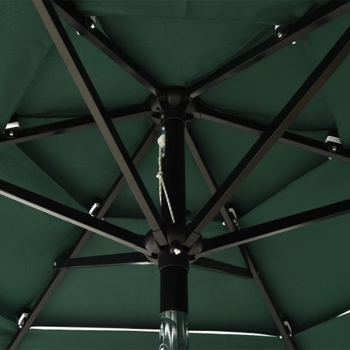 Parasol à 3 niveaux avec mât en aluminium Vert 2 m - Photo n°2; ?>