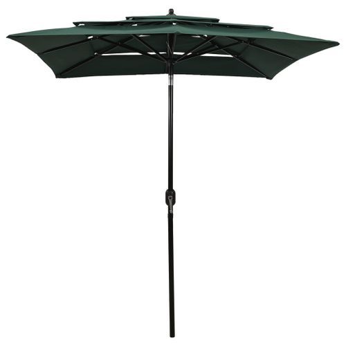 Parasol à 3 niveaux avec mât en aluminium Vert 2x2 m - Photo n°2; ?>