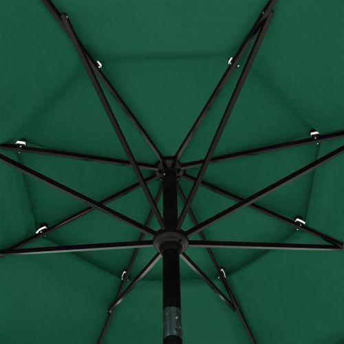 Parasol à 3 niveaux avec mât en aluminium Vert 3,5 m - Photo n°2; ?>