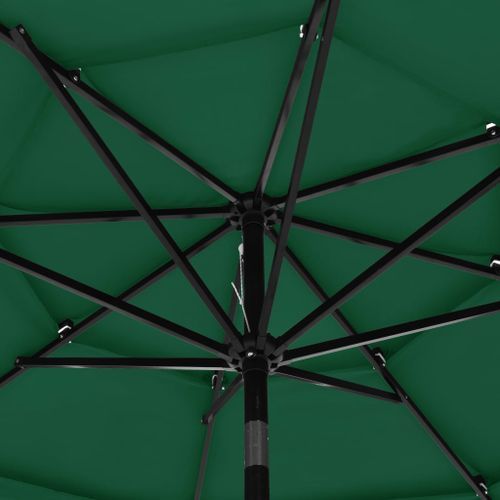 Parasol à 3 niveaux avec mât en aluminium Vert 3 m - Photo n°2; ?>