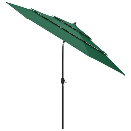 Parasol à 3 niveaux avec mât en aluminium Vert 3 m - Photo n°3; ?>