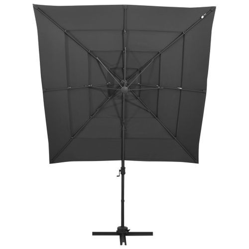 Parasol à 4 niveaux avec mât en aluminium Anthracite 250x250 cm - Photo n°3; ?>