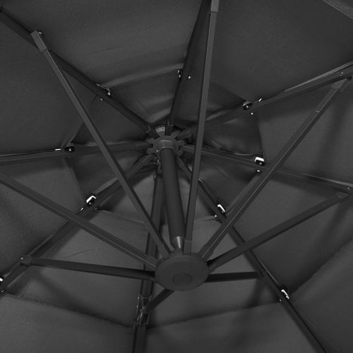 Parasol à 4 niveaux avec mât en aluminium Anthracite 3x3 m - Photo n°2; ?>