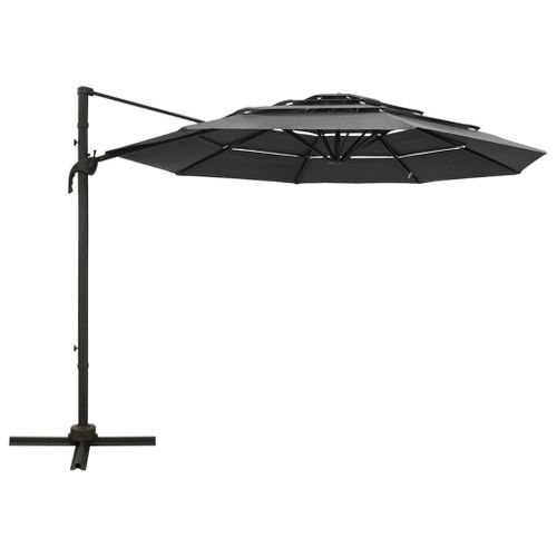 Parasol à 4 niveaux avec mât en aluminium Anthracite 3x3 m - Photo n°3; ?>