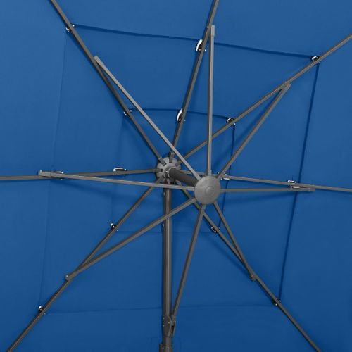 Parasol à 4 niveaux avec mât en aluminium Bleu azuré 250x250 cm - Photo n°2; ?>