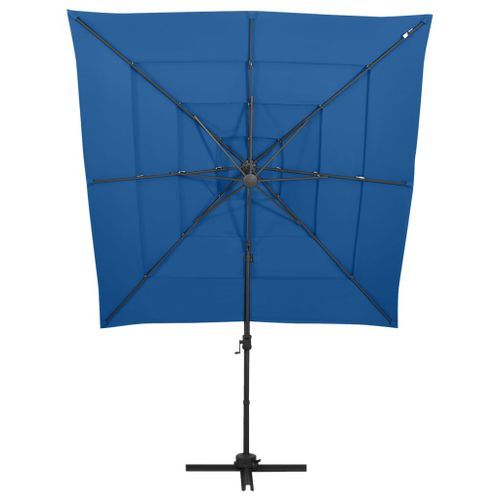 Parasol à 4 niveaux avec mât en aluminium Bleu azuré 250x250 cm - Photo n°3; ?>