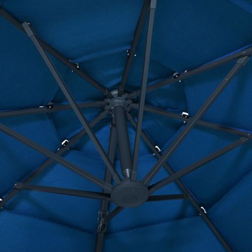 Parasol à 4 niveaux avec mât en aluminium Bleu azuré 3x3 m - Photo n°2; ?>