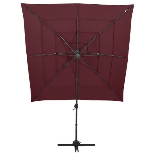 Parasol à 4 niveaux avec mât en aluminium Bordeaux 250x250 cm - Photo n°3; ?>