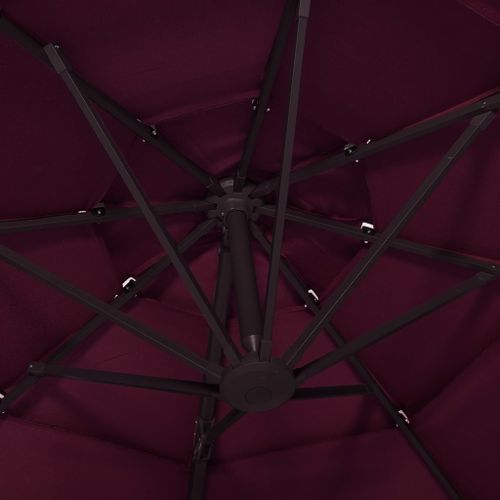 Parasol à 4 niveaux avec mât en aluminium Bordeaux 3x3 m - Photo n°2; ?>