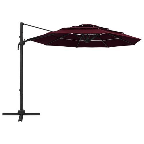 Parasol à 4 niveaux avec mât en aluminium Bordeaux 3x3 m - Photo n°3; ?>