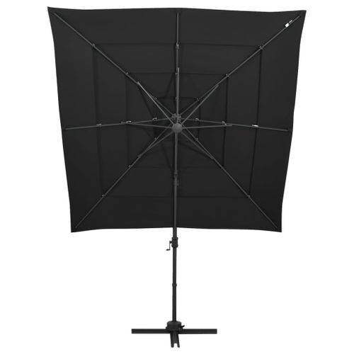 Parasol à 4 niveaux avec mât en aluminium Noir 250x250 cm - Photo n°3; ?>