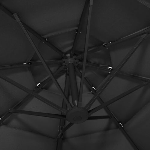 Parasol à 4 niveaux avec mât en aluminium Noir 3x3 m - Photo n°2; ?>