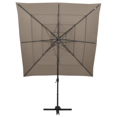 Parasol à 4 niveaux avec mât en aluminium Taupe 250x250 cm - Photo n°3; ?>