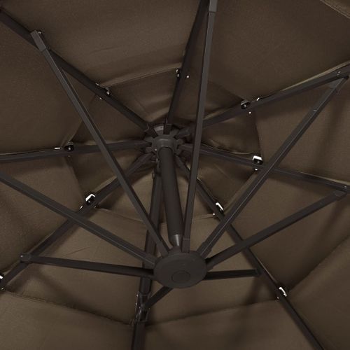 Parasol à 4 niveaux avec mât en aluminium Taupe 3x3 m - Photo n°2; ?>