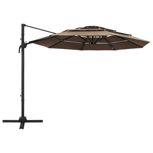 Parasol à 4 niveaux avec mât en aluminium Taupe 3x3 m - Photo n°3; ?>