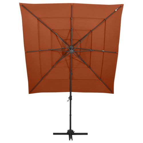 Parasol à 4 niveaux avec mât en aluminium Terre cuite 250x250cm - Photo n°3; ?>