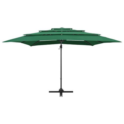 Parasol à 4 niveaux avec mât en aluminium Vert 250x250 cm - Photo n°3; ?>