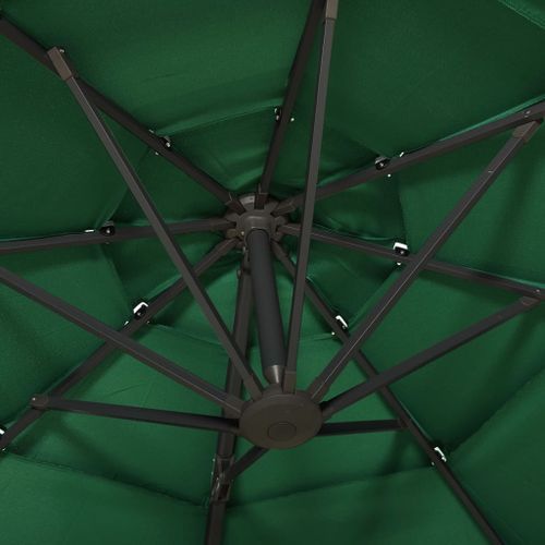 Parasol à 4 niveaux avec mât en aluminium Vert 3x3 m - Photo n°2; ?>