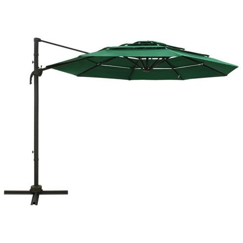 Parasol à 4 niveaux avec mât en aluminium Vert 3x3 m - Photo n°3; ?>