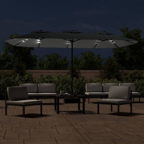 Parasol à double tête avec LED anthracite 449x245 cm - Photo n°3; ?>