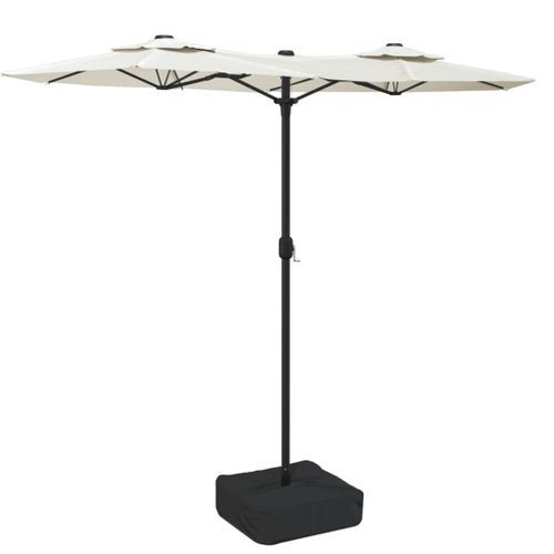 Parasol à double tête avec LED blanc sable 316x240 cm - Photo n°2; ?>