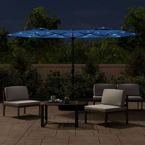 Parasol à double tête avec LED bleu azuré 316x240 cm - Photo n°3; ?>