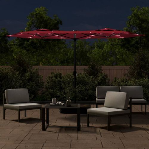 Parasol à double tête avec LED rouge bordeaux 316x240 cm - Photo n°3; ?>