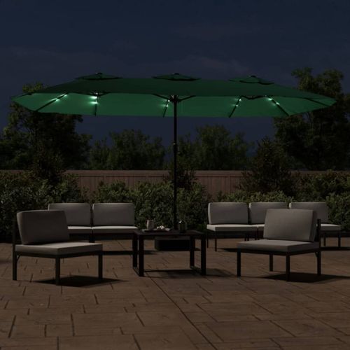 Parasol à double tête avec LED vert 449x245 cm - Photo n°3; ?>