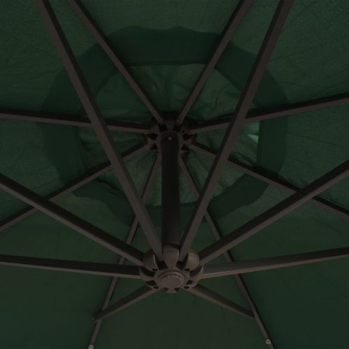 Parasol avec éclairage LED 300 cm Poteau en métal Vert - Photo n°2; ?>