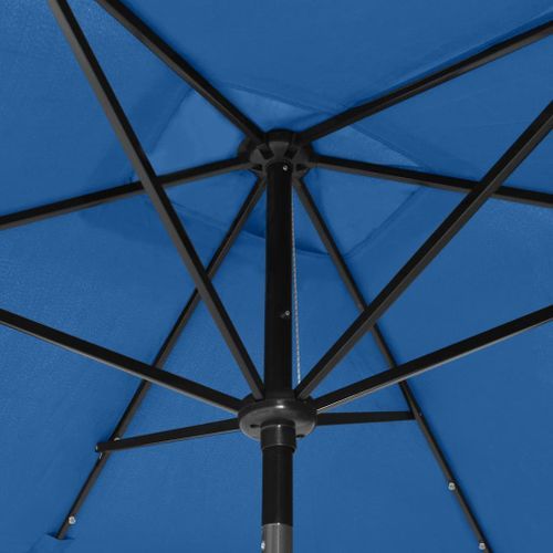 Parasol avec LED et mât en acier Bleu azuré 2x3 m - Photo n°2; ?>