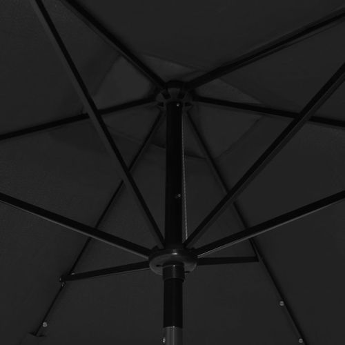 Parasol avec LED et mât en acier Noir 2x3 m - Photo n°2; ?>