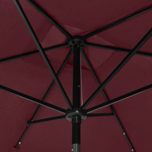 Parasol avec LED et mât en acier Rouge bordeaux 2x3 m - Photo n°2; ?>