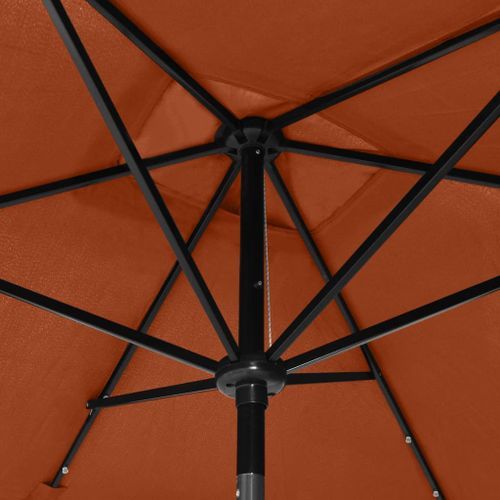 Parasol avec LED et mât en acier Terre cuite 2x3 m - Photo n°2; ?>