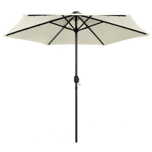 Parasol avec LED et mât en aluminium 270 cm Blanc sable - Photo n°3; ?>