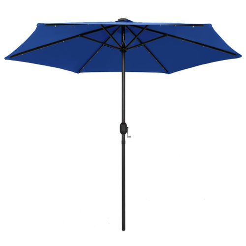 Parasol avec LED et mât en aluminium 270 cm Bleu azuré - Photo n°3; ?>