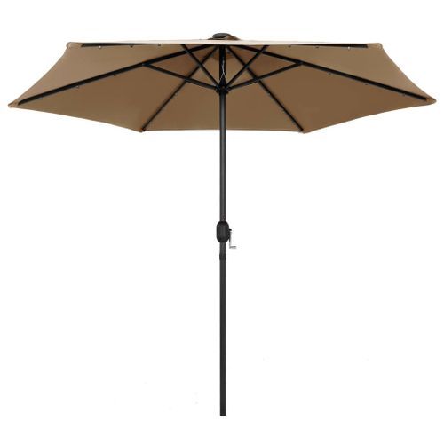 Parasol avec LED et mât en aluminium 270 cm Taupe - Photo n°3; ?>