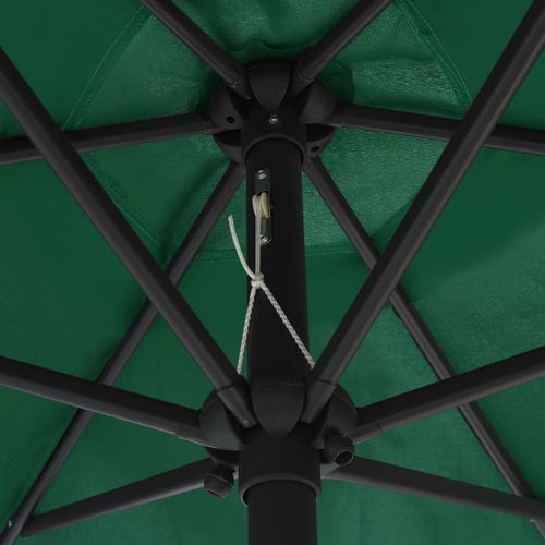 Parasol avec LED et mât en aluminium 270 cm Vert - Photo n°2; ?>