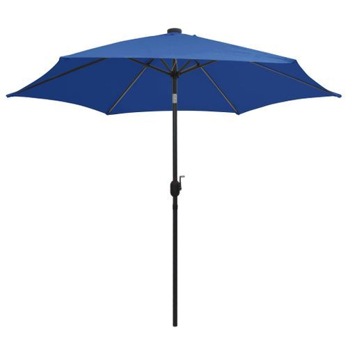 Parasol avec LED et mât en aluminium 300 cm Bleu azuré - Photo n°3; ?>