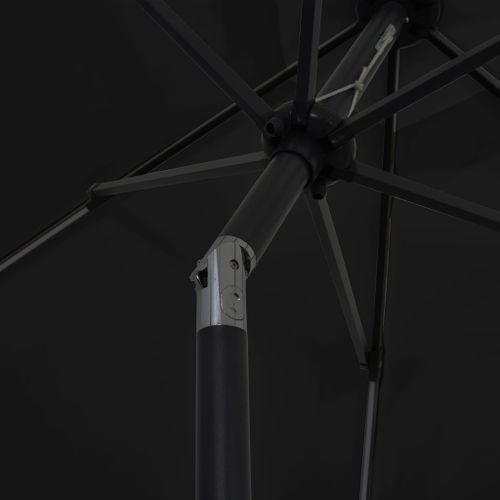 Parasol avec LED et mât en aluminium 300 cm Noir - Photo n°2; ?>