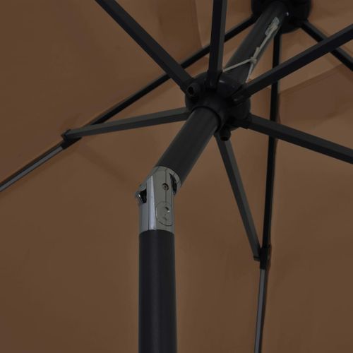 Parasol avec LED et mât en aluminium 300 cm Taupe - Photo n°2; ?>