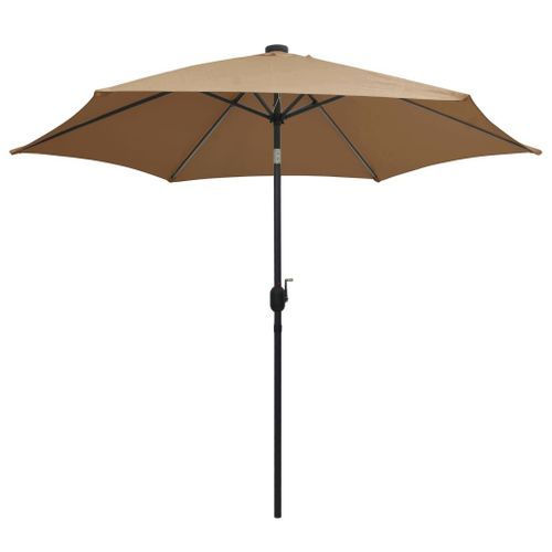 Parasol avec LED et mât en aluminium 300 cm Taupe - Photo n°3; ?>